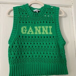 GANNI Green crochet vest